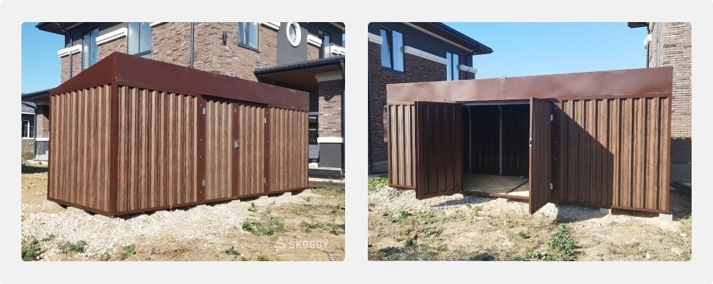 Хозблок с дровником металлический