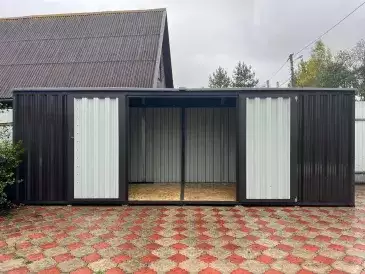 Хозблок для садовой техники и инвентаря в серо-коричневом цвете в СНТ Солнечный, г. Переславль-Залесский, Ярославская обл.